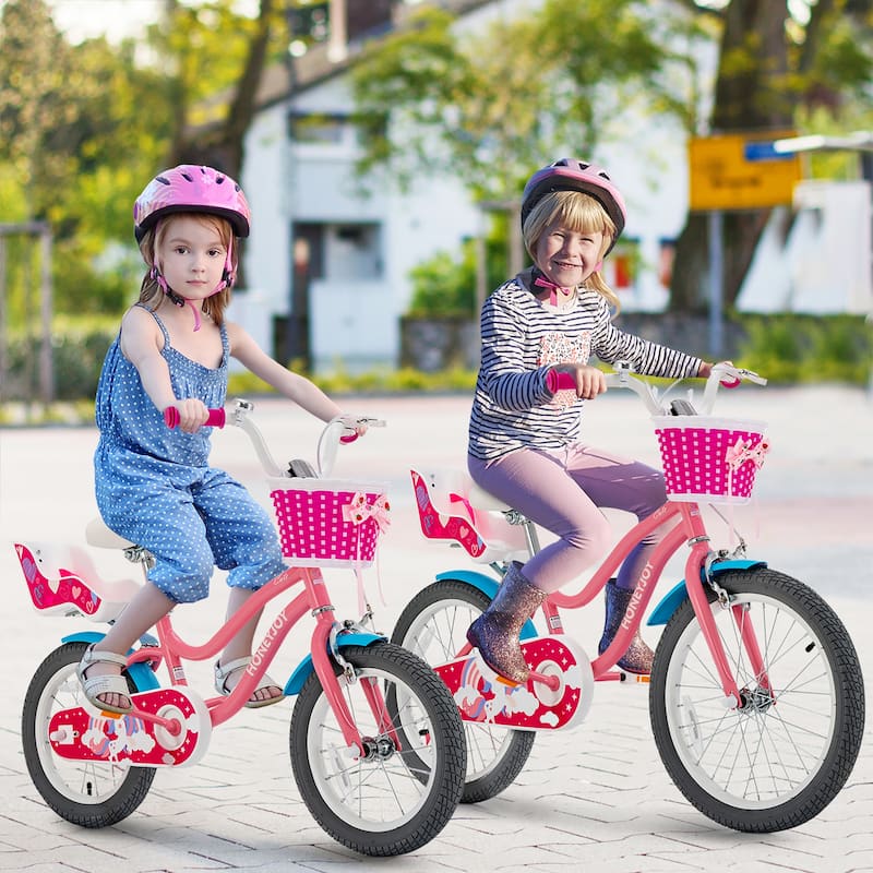 Gymax 18 Inches Kids Bicycle w/ Doll Chair & Basket Kids Bike w/