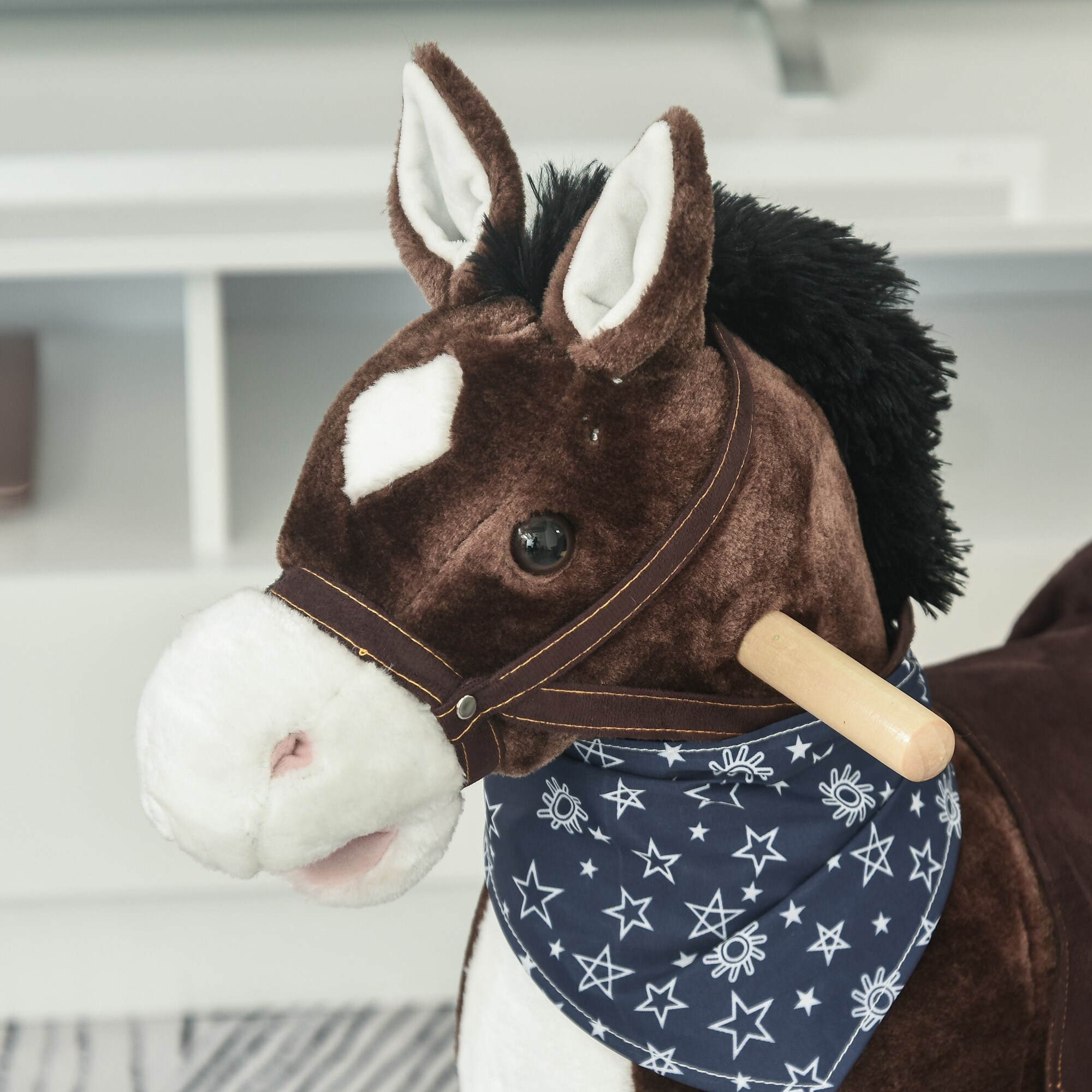 qaba kids plush toy rocking horse pony with realistic sounds