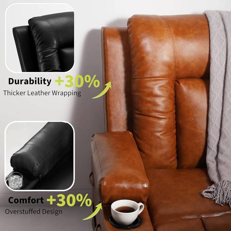 37.4" Heat and Massage Power Lift Recliner Chair with Cup Holder