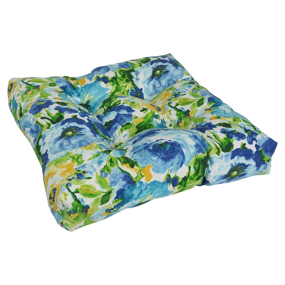 19-inch Square Tufted Indoor/Outdoor Chair Cushion - 19" x 19"