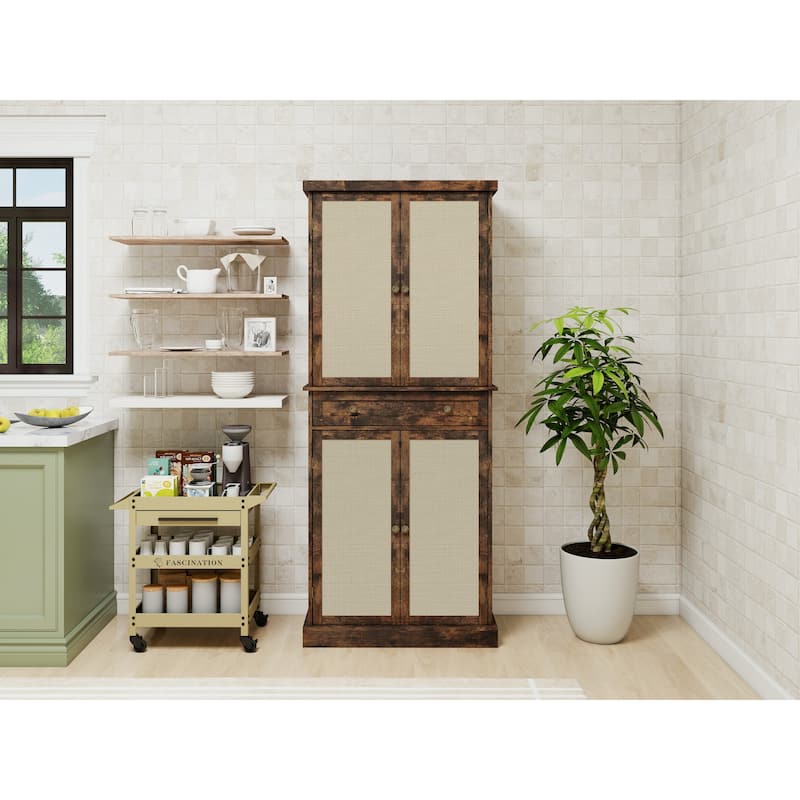 Modern 4-Door Storage Cabinet with 1 Drawer and 4 Adjustable Inner Shelves for Living Room