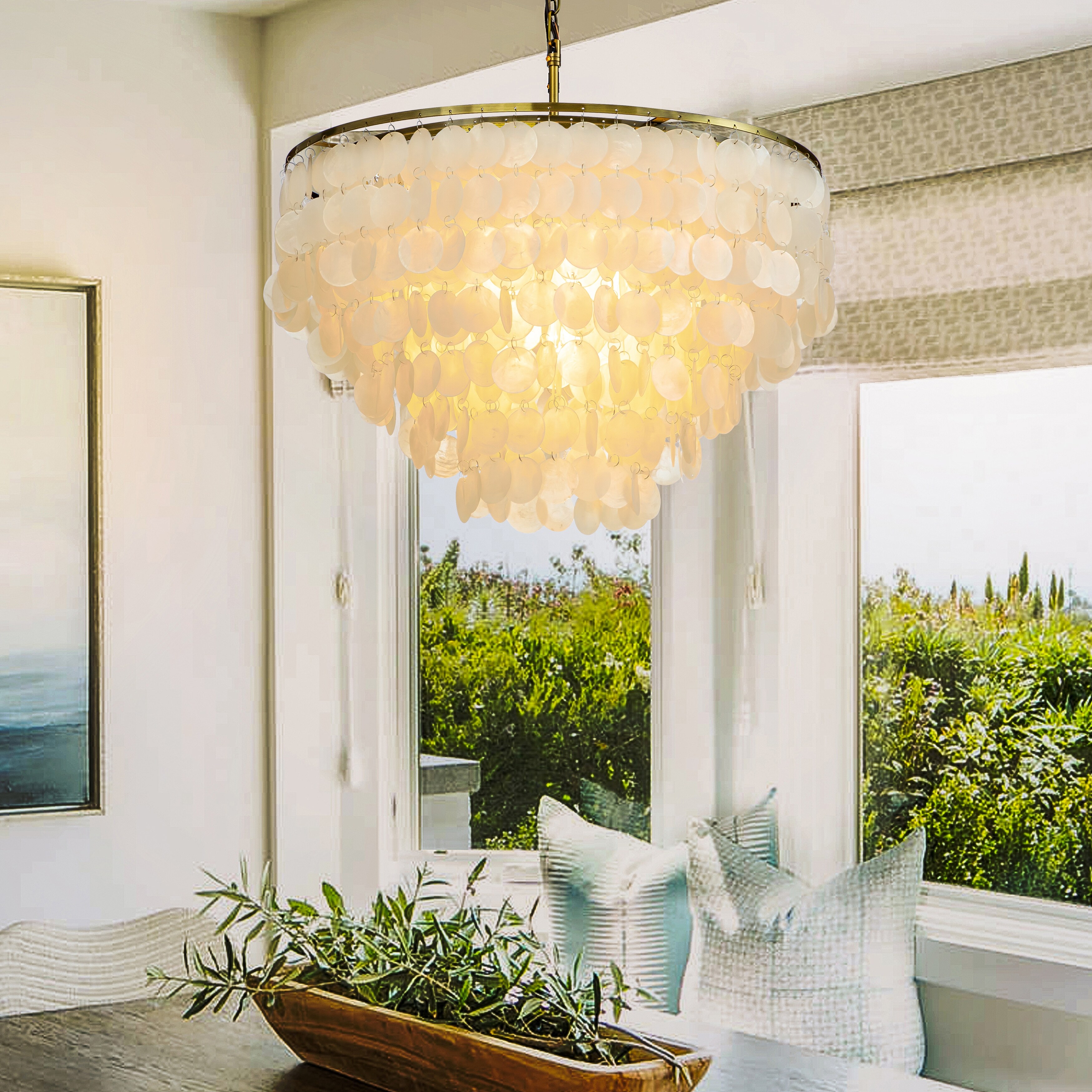 Capiz round chandelier discount