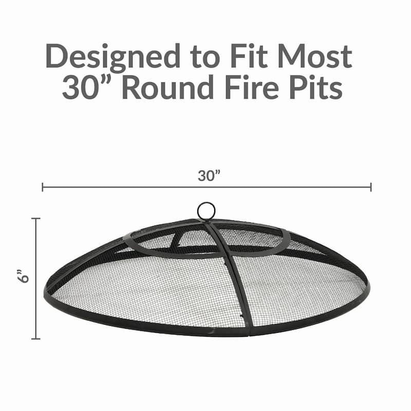 Sunnydaze Round Outdoor Fire Pit Spark Screen - 30" Diameter