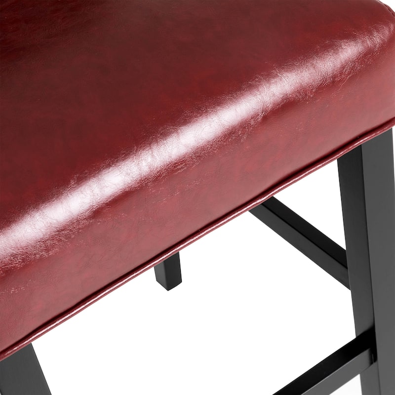 Glitzhome Set of 2 45"H PU Riveted Upholstered Bar Stools Pub Chairs