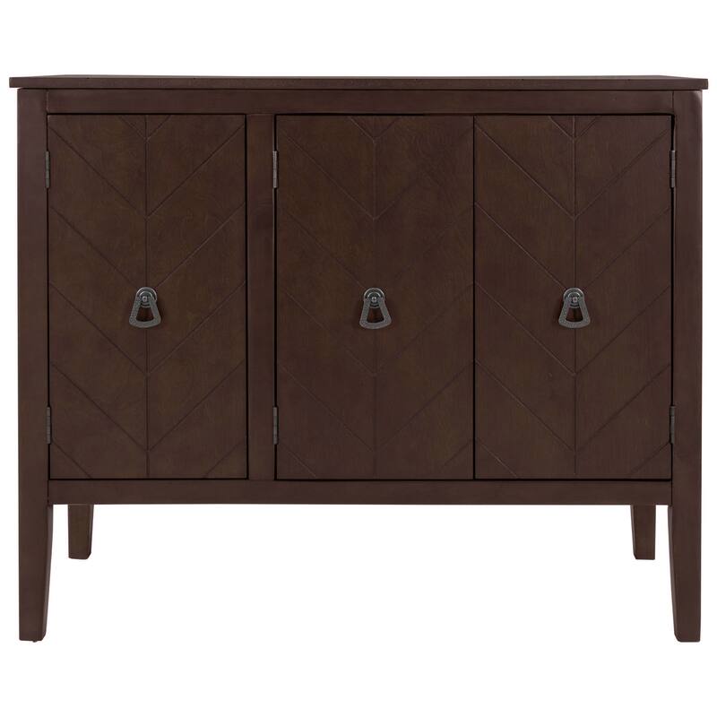 Wooden Storage Sideboard Entryway Cabinets with Adjustable Shelves, Cupboard with 3 Retro Metal Handles & 4 Pinewood Legs