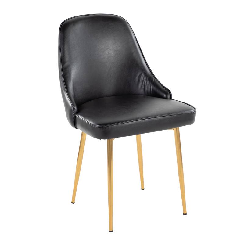 Silver Orchid Naldi Faux Leather Dining Chair - Set of 2 - Black Faux Leather/Gold
