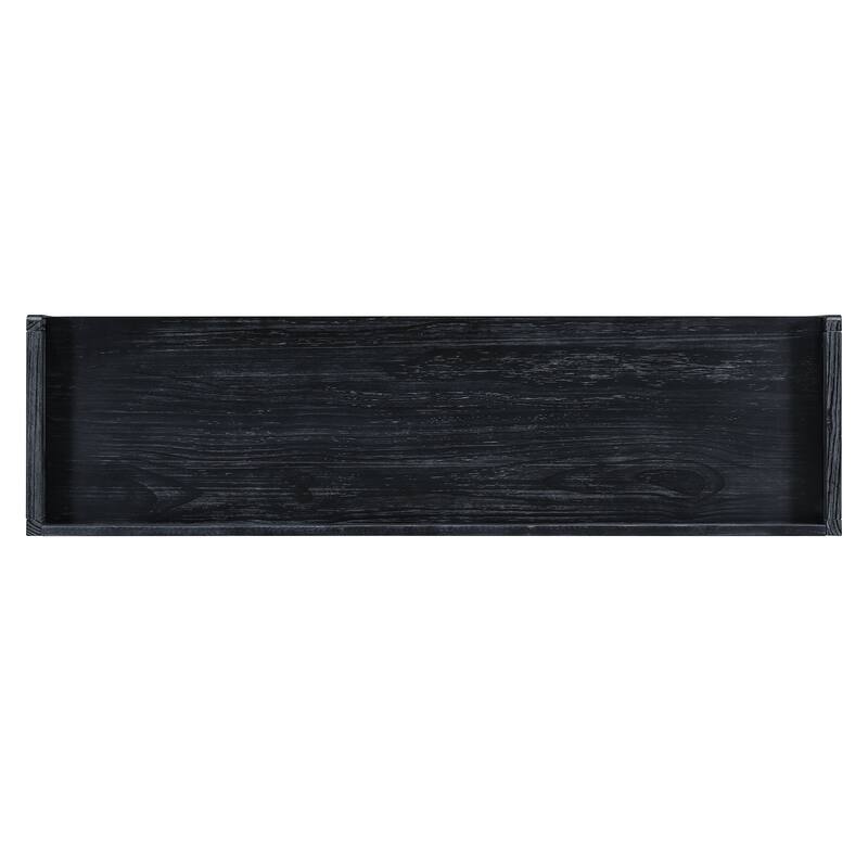 Rattan Sideboard Buffet Storage Cabinet Console Table, Black+Natural