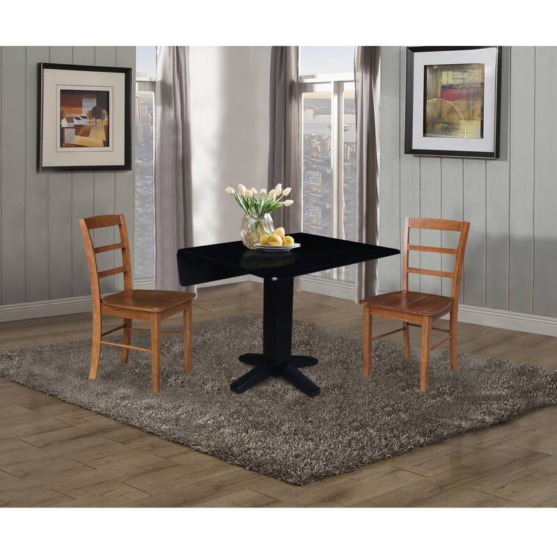 36" Solid Wood Square Dual Drop Leaf Dining Table with Dining Chairs