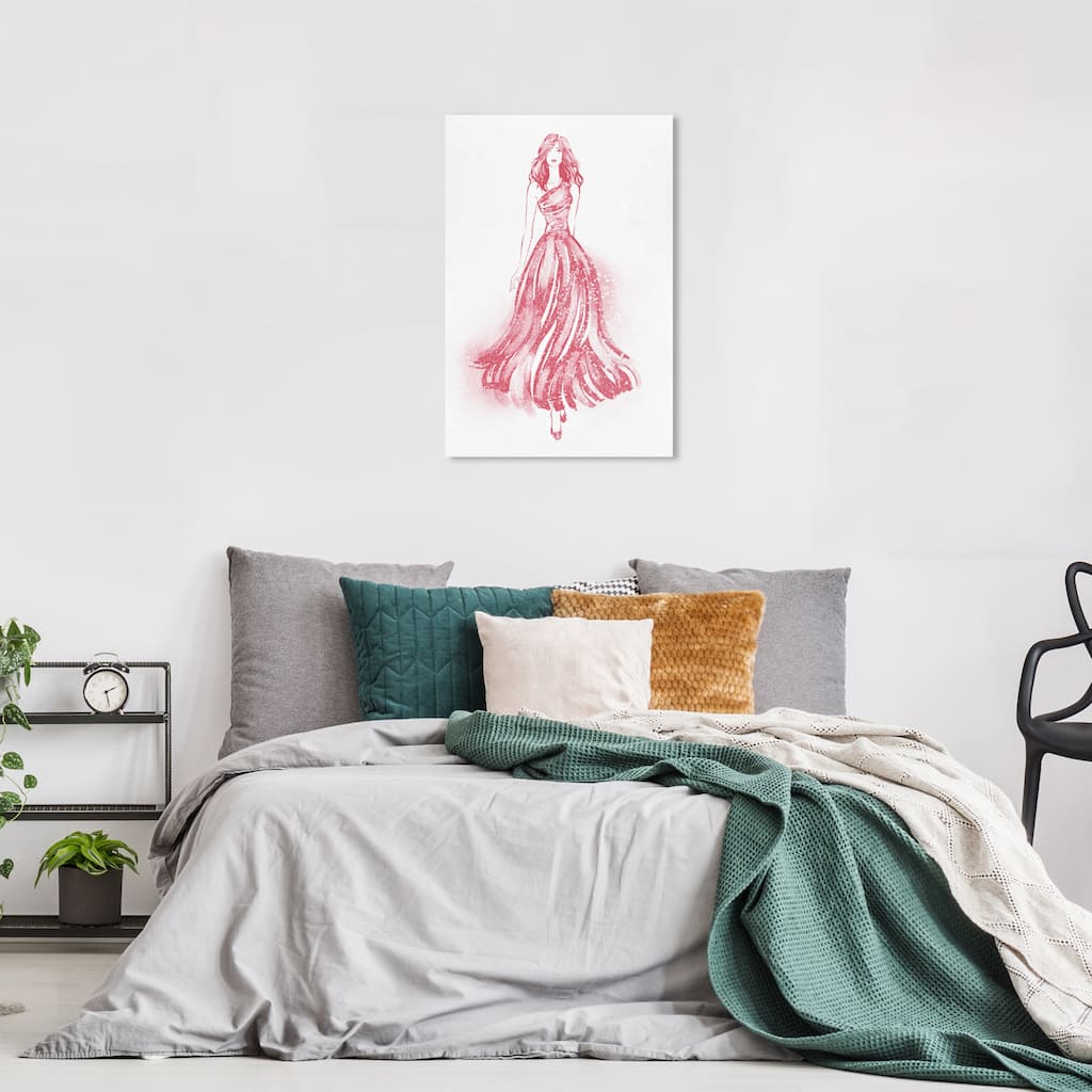 Wynwood Studio Canvas Fashion and Glam Runway Flow Blush Red and Light Red Glam Wall Art Canvas Print