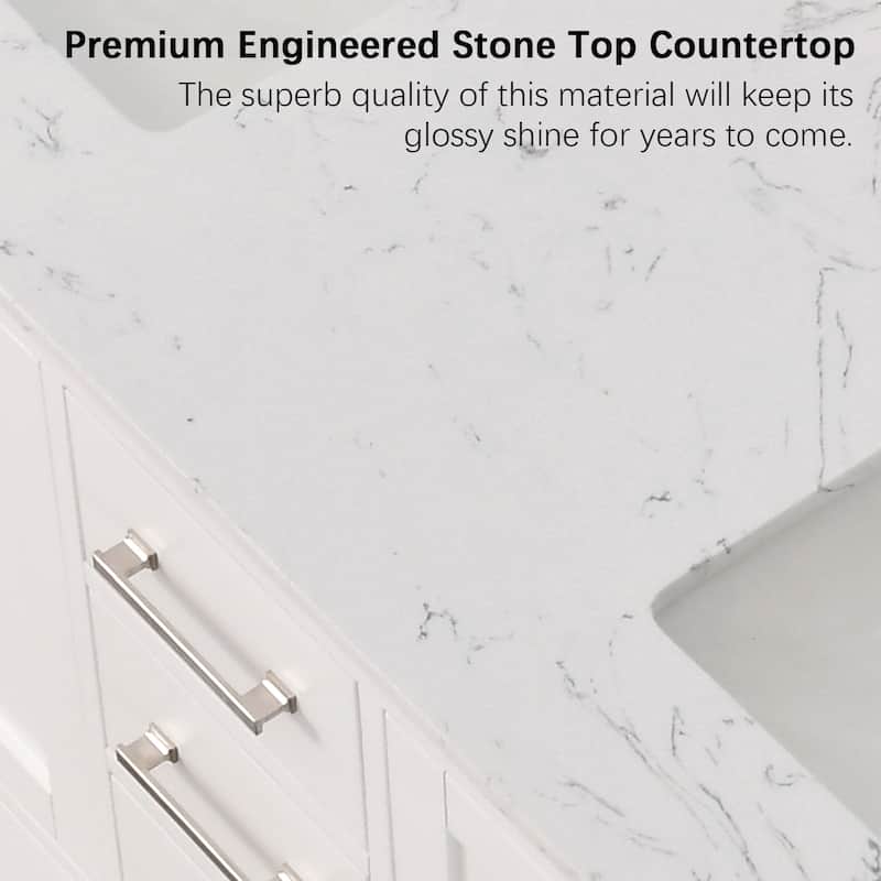 PROOX 60 inch Freestanding Bath Vanity Engineered Countertop and Double Ceramic Sink