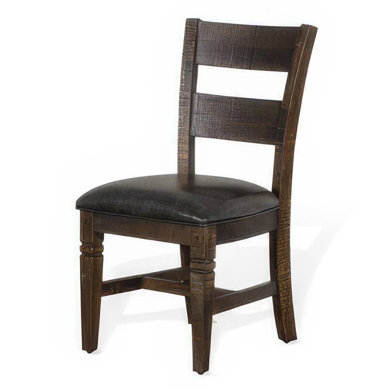 Flint Dining Chair, Set of 2, Ladderback, Dark Gray Fabric and Brown Mahogany
