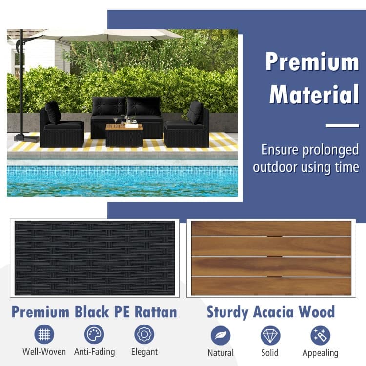 5-Piece Modern Outdoor Furniture Set for Backyard and Poolside - 27" x 25" x 25.5" (L x W x H)