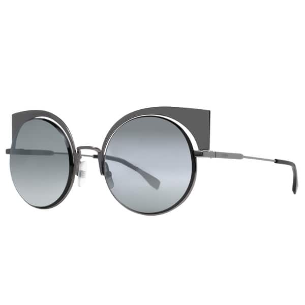 Shop Fendi Ff 0177 S Kj1 T4 Dark Ruthenium Mirrored Women S Round