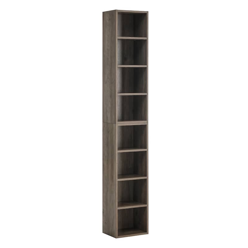 Anmytek White Wave Design Ladder Shelf - 8 Tier Tall Narrow Bookcase for Small Spaces with Anti Tip Kit