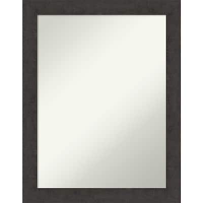 Non-Beveled Bathroom Wall Mirror - Rustic Plank Espresso Narrow Frame