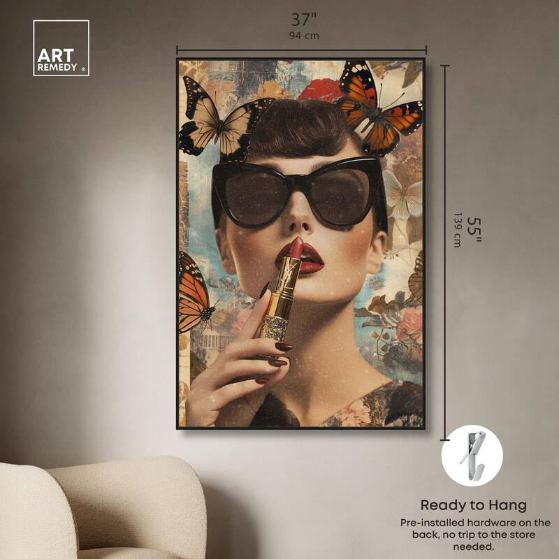 Iconic Lady Butterfly Collage II Canvas by Art Remedy