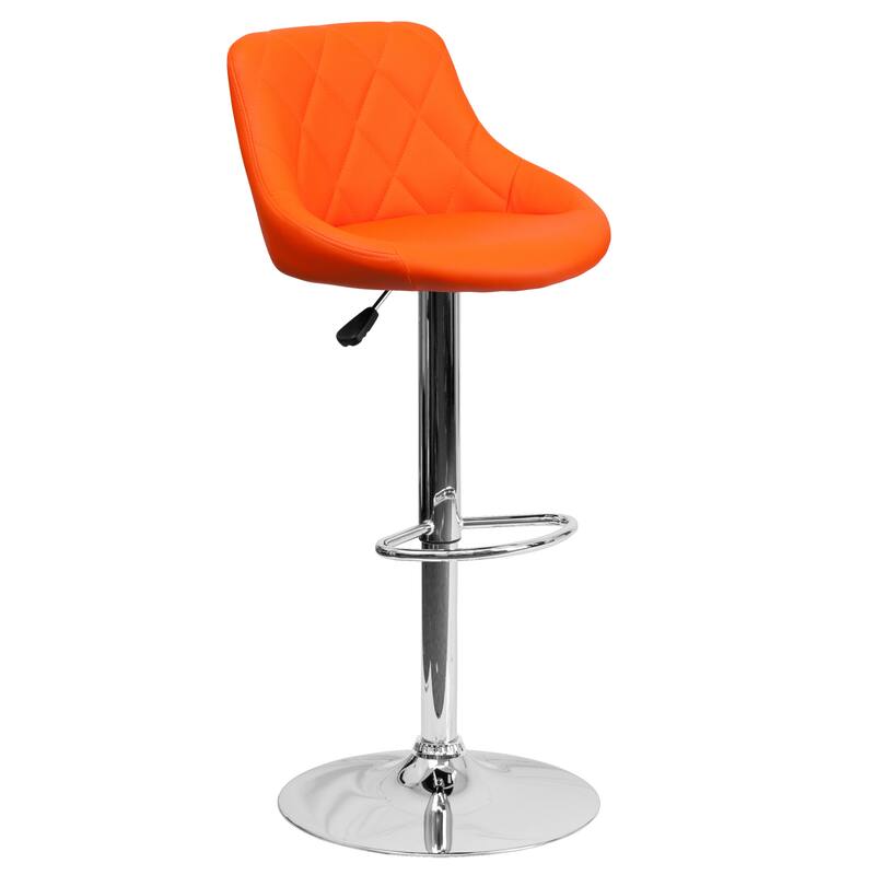 Diamond Pattern Vinyl Bucket Seat Adjustable Barstool - 18.5"W x 19"D x 33.25" - 41.75"H