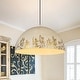 preview thumbnail 1 of 12, European Artisanal Antique Gold Patina Iron Oversized Dome Pendant Ivory