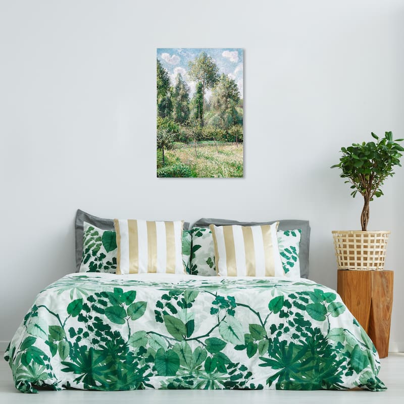 Wynwood Studio Canvas Floral and Botanical Poplars by Camille Pissarro Green and Celeste Traditional Wall Art Canvas Print - 36 x 24