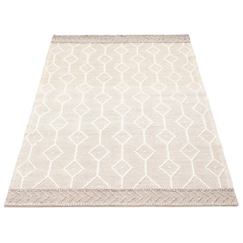 ECARPETGALLERY Braid weave Sienna Taupe Wool Rug - 5'1 x 8'4