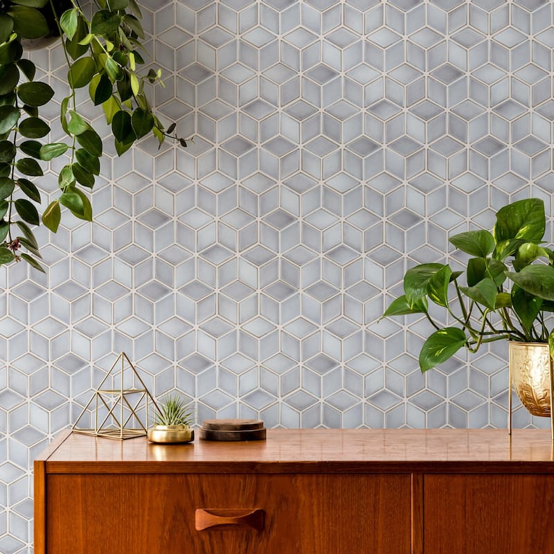 Merola Tile Hudson Rhombus Grey Eye 10-1/4" x 11-3/4" Porcelain Floor and Wall Tile - Sample swatch