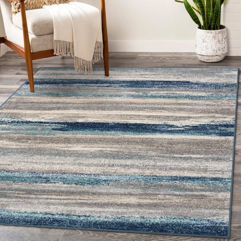 Luxe Weavers Modern Abstract Stripe Area Rug - 8' x 10' - Blue