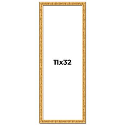 11x32 Frame Gold Real Wood Picture Frame Width 1 inches | Interior