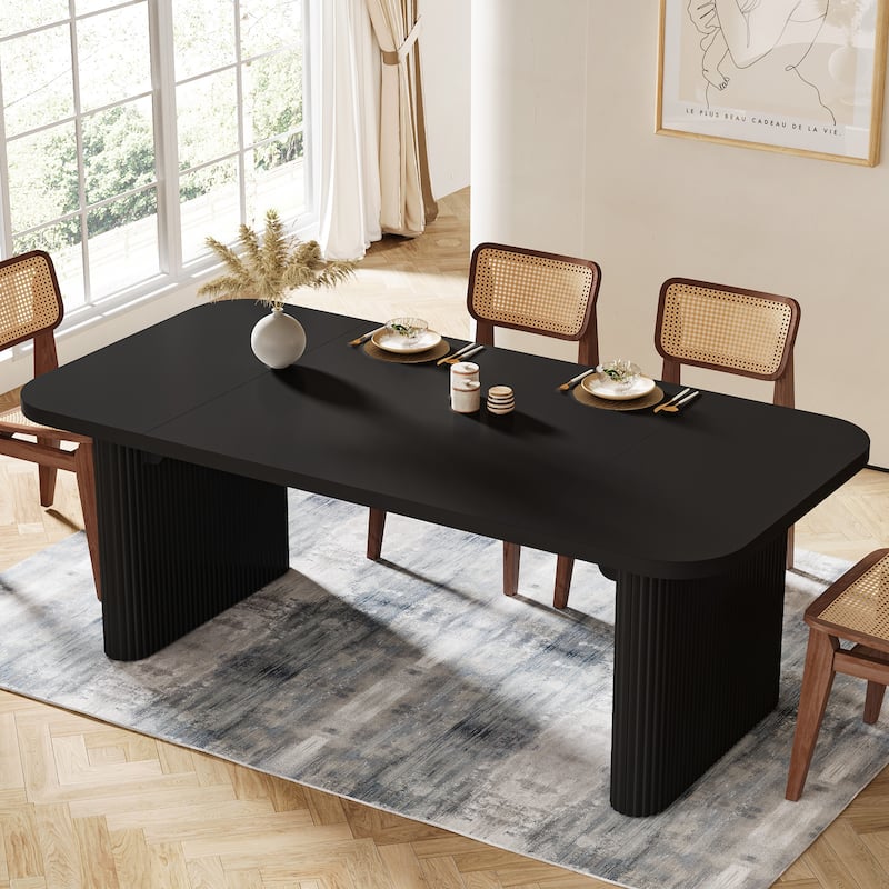 62-Inch Wood Dining Table for 4-6 People Modern Rectangular Kitchen Table for Dining Room Living Room