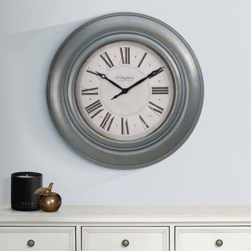 30" Round Wall Clock - Blue/White