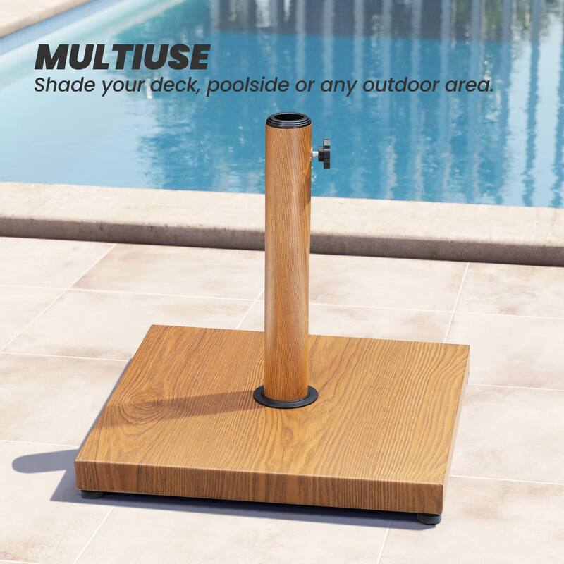 Umbrella Base Holder Square Weighted Stand for Outdoor Market Umbrella, Cement Concrete Steel