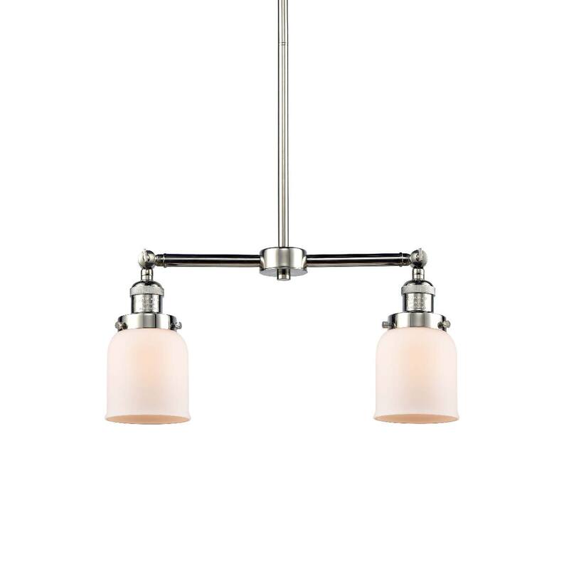 Innovations Lighting Small Bell 2 Light 21" Wide Linear Chandelier - Polished Nickel / Matte White Cased