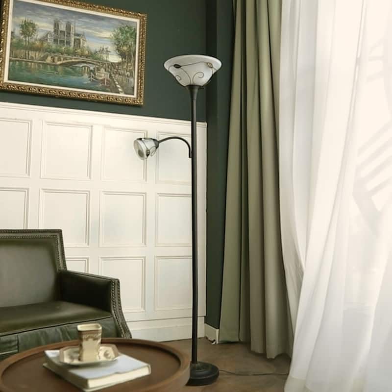 CO-Z 71" 3-Way Torchiere Floor Lamp with Adjustable Side Reading Light - Dark Bronze