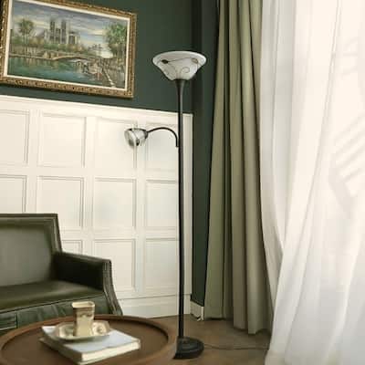 CO-Z 71" 3-Way Torchiere Floor Lamp with Adjustable Side Reading Light