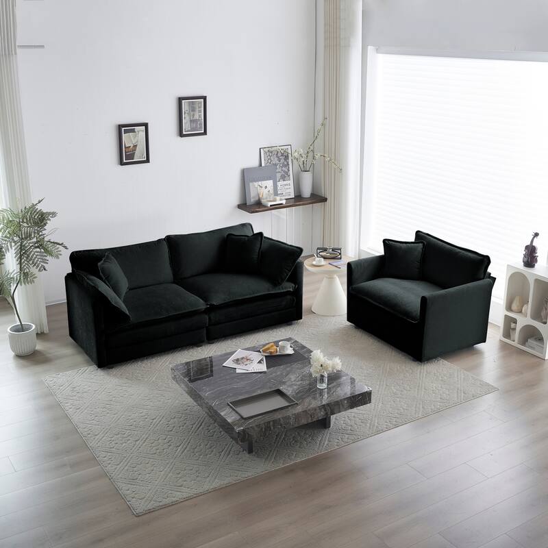Cloud Chenille Upholstered Modular Sectional Sofa with DIY Combination Design