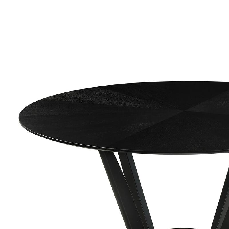 Alana Dining Table, Black Rubberwood, Metal, Round 54 Inch Top