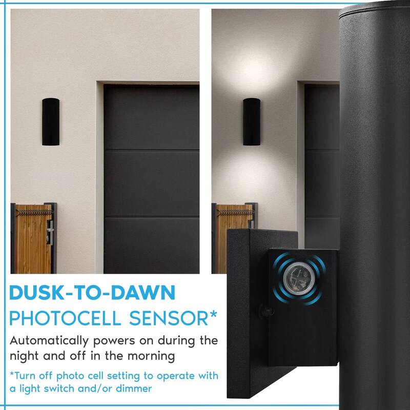 Luxrite Dusk to Dawn LED Outdoor Wall Light, 18", Up or Up and Down Light, 3CCT 3000K-5000K, 20/30/40W, IP65, ETL 2-Pack