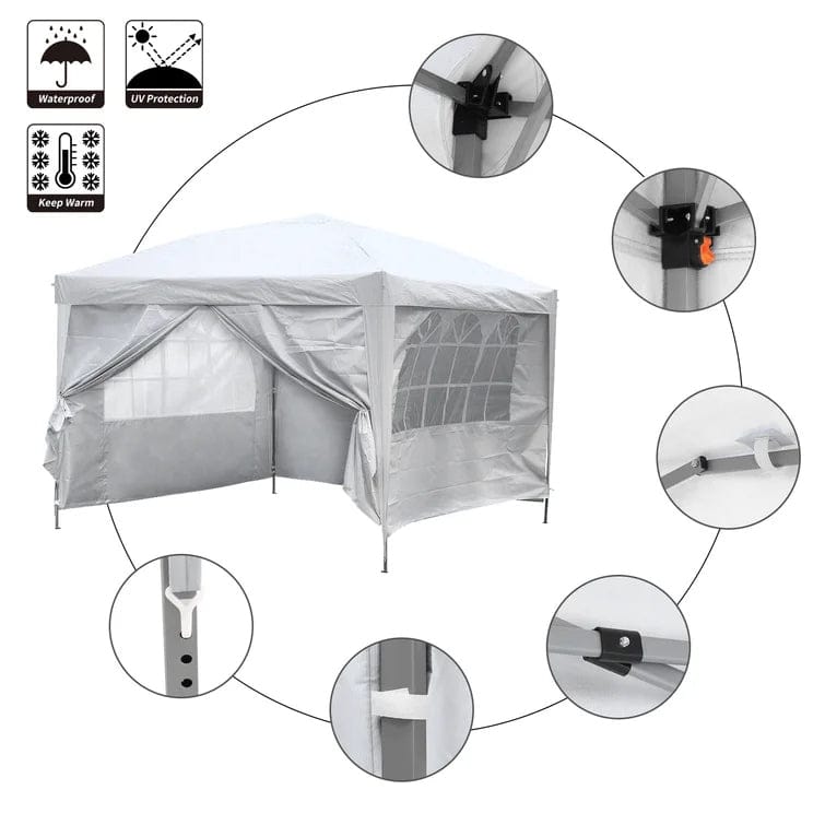 Zenova 10x10 Pop Up Canopy Tent Instant Folding Shelter With 4 Sidewalls with Free Mosquito Net