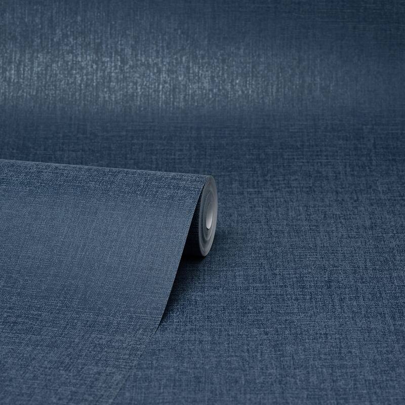 Brewster Glen Dark Blue Linen Wallpaper