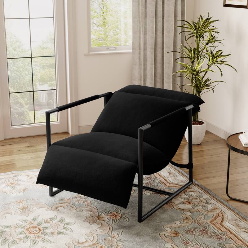 Metal Sling Accent Chair Armchair with Adjustable Headrest