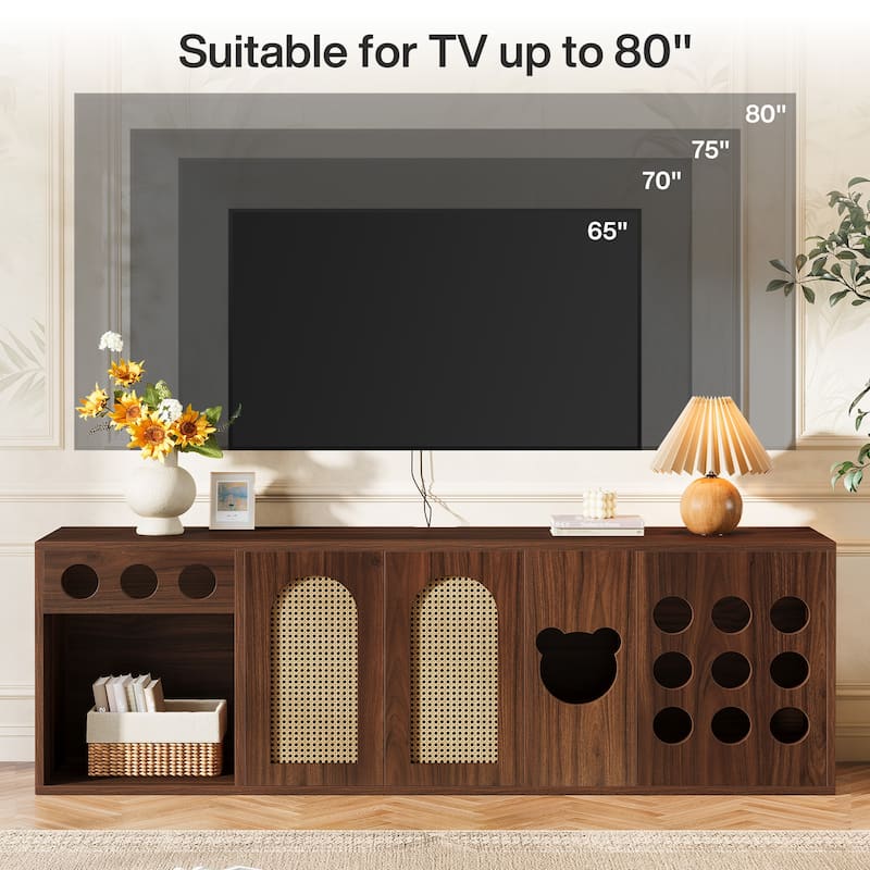 Extra Large TV Stand, 70.9'' TV Console Cabinet for 70/75/80 Inch TV, Entertainment Center with Storage Cabinets for Living Room