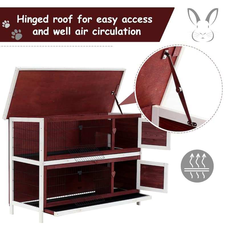 Pawhut 54-inch 2-tier Wood/Wire Rabbit Hutch