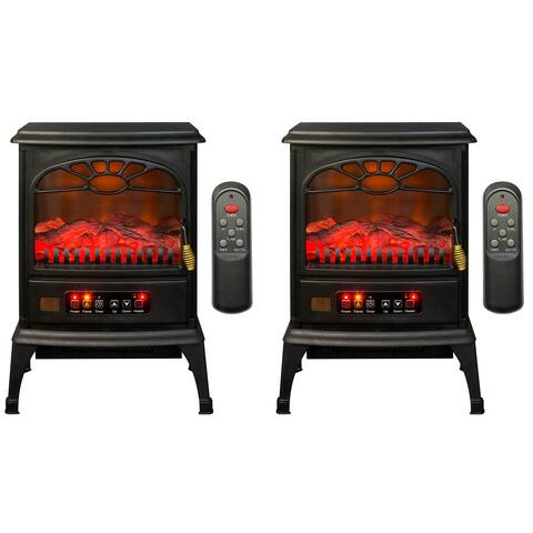 LifeSmart 1500W Large Room 3-Sided Mobile Electric Infrared Stove Heaters (Pair) - 13.2