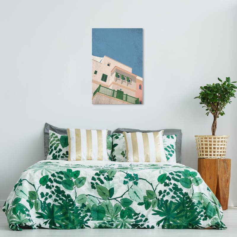 Wynwood Studio Canvas Architecture and Buildings Clear Blue Sky White Modern & Contemporary Wall Art Canvas Print - 36 x 24