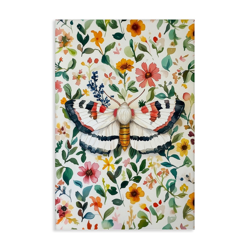 Stupell Butterfly & Bright Flowers Canvas Wall Art Design By The Dutch Lady