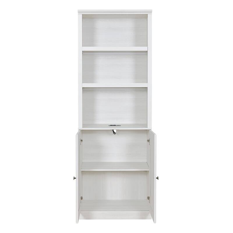 3 Open Shelves Bookcase Side Cabinet Storage Shelves,1 Doors Bookshelf with USB Port,Suitable for Home Office Storage