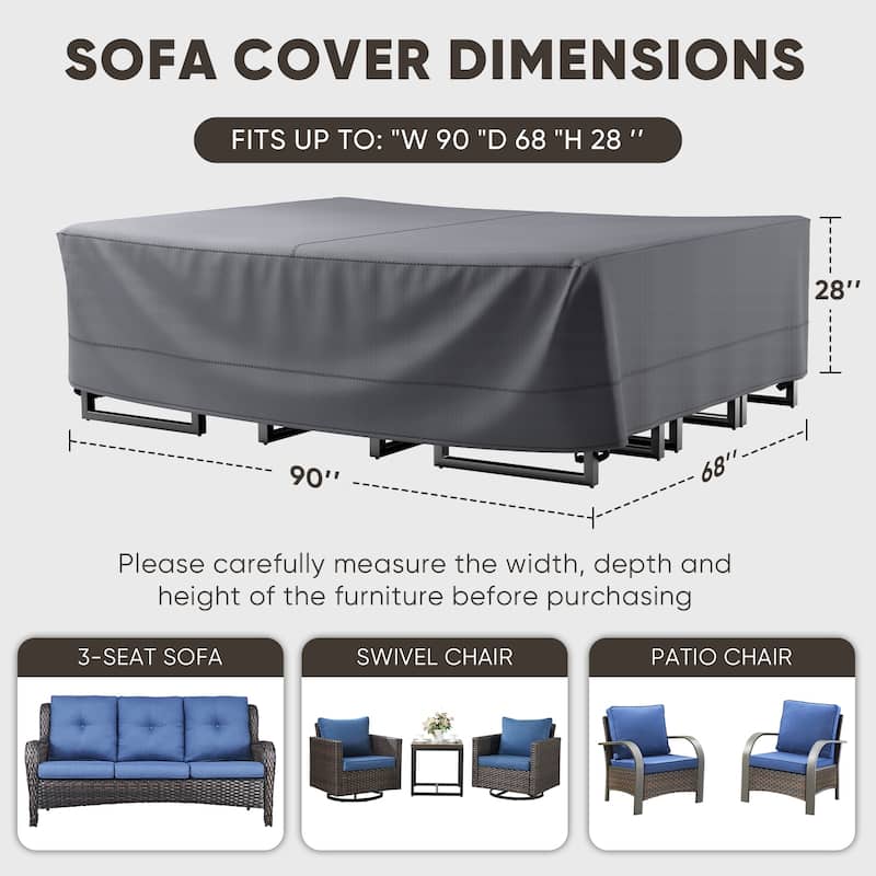 Heavy Duty Patio Sofa Cover, Waterproof 3-Seater Outdoor Sofa Cover