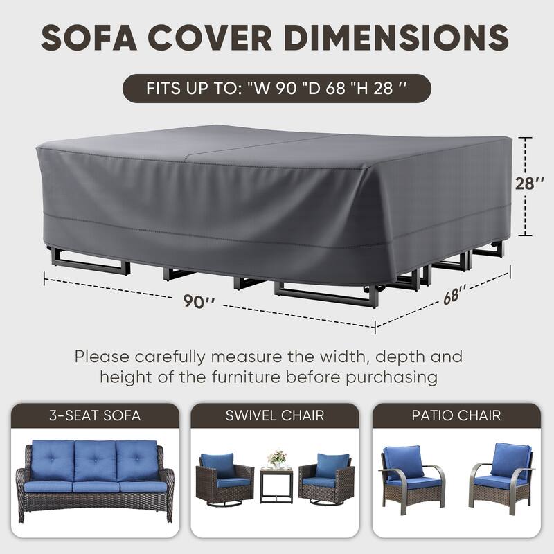 Pocassy Outdoor Sofa Chair Cover Heavy-Duty Waterproof Anti-UV Furniture Protector
