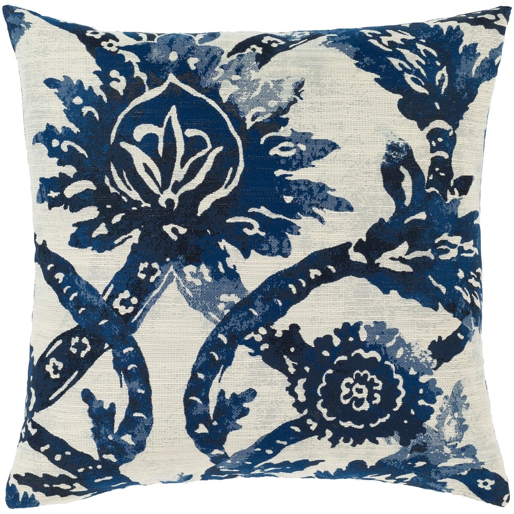 Livabliss Etta Blue & Ivory Damask Throw Pillow