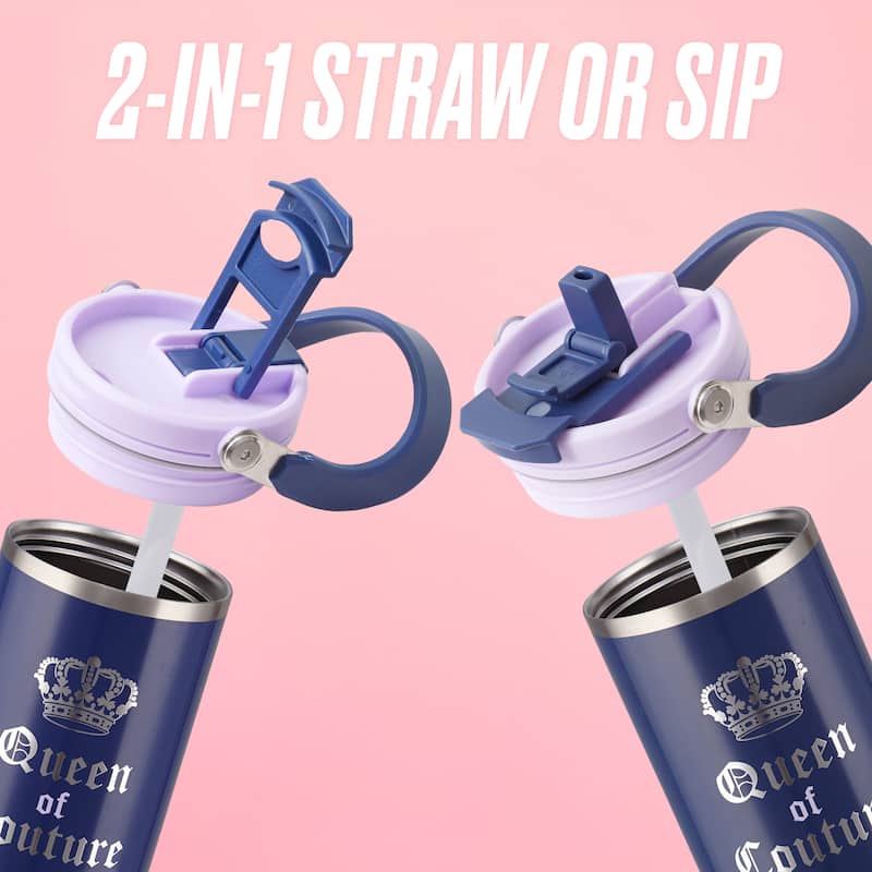 Juicy Couture Flip Fusion Hydration Stainless Steel Screw Top Tumbler with Flip Handle