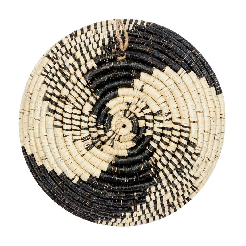 Seagrass Plate Handmade Spiral Basket Home Wall Decor - Set of 3 Black - Roche River Decor